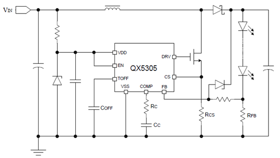 QX5305升压型大功率_LED恒流驱动器照明IC