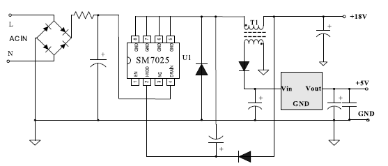SM7025  18V典型示意电路图