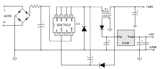 SM7025 18V典型示意电路图