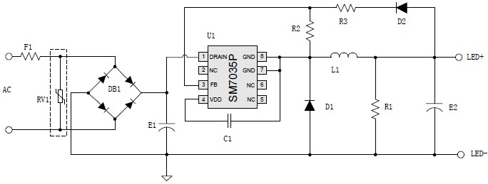 SM7035P电源驱动芯片应用原理图