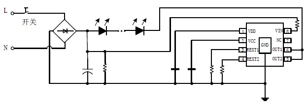 SM2212EB   2段调光典型示意电路图