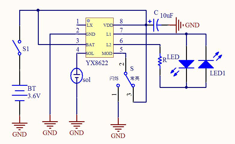 LED太阳能灯串IC驱动方案_3节1.2V串联供电白光和灯串应用
