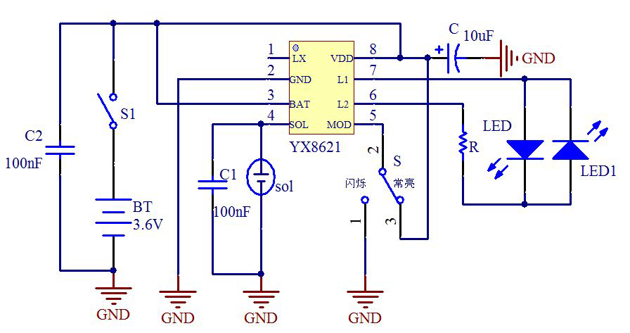 太阳能灯串3节1.2V串联供电白光和灯串应用