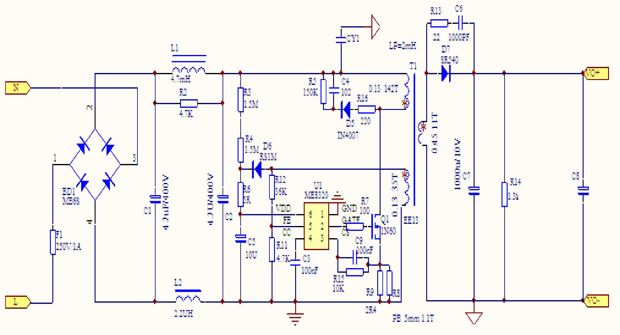 充电器/适配器芯片方案应用电路图