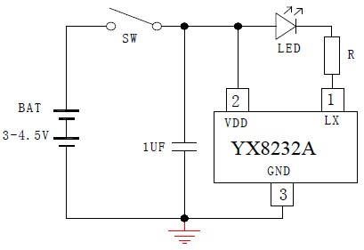 两功能LED手电筒IC 应用原理图