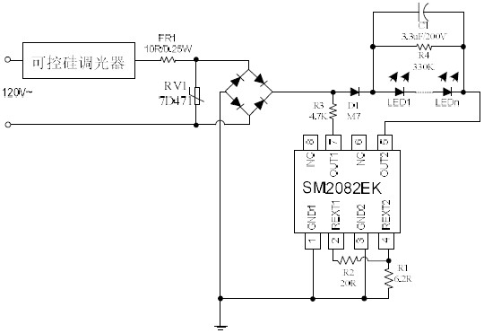 3W可控硅调光灯丝灯SM2082EK应用方案