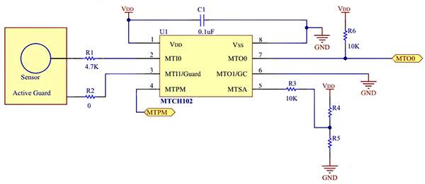 Microchip 的 MTCH102 示意图