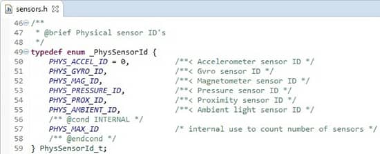 传感器头文件中的 PhysSensorId 计数器的图片