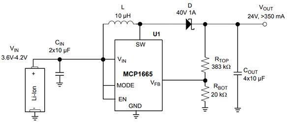 Microchip 的 MCP1665 的示意图